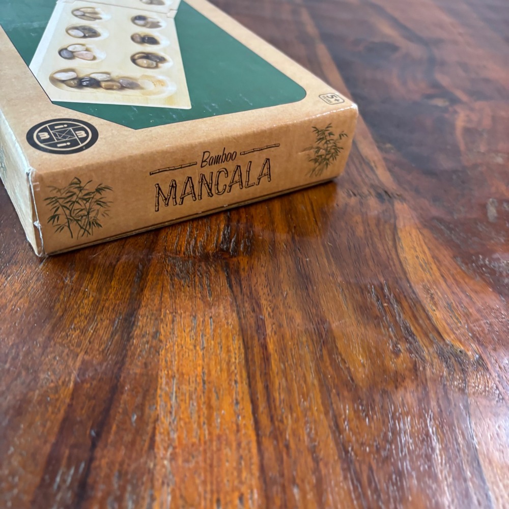 Toysmith Bamboo Mancala Strategy Board Game Folding Wood Set 8139 Natural Stones - Picture 7 of 8